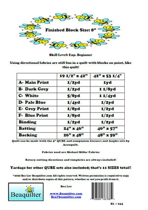 BL234 Bunny Slope Quilt pattern Accuquilt friendly 2 sizes plus 9 more for other QUBE sets