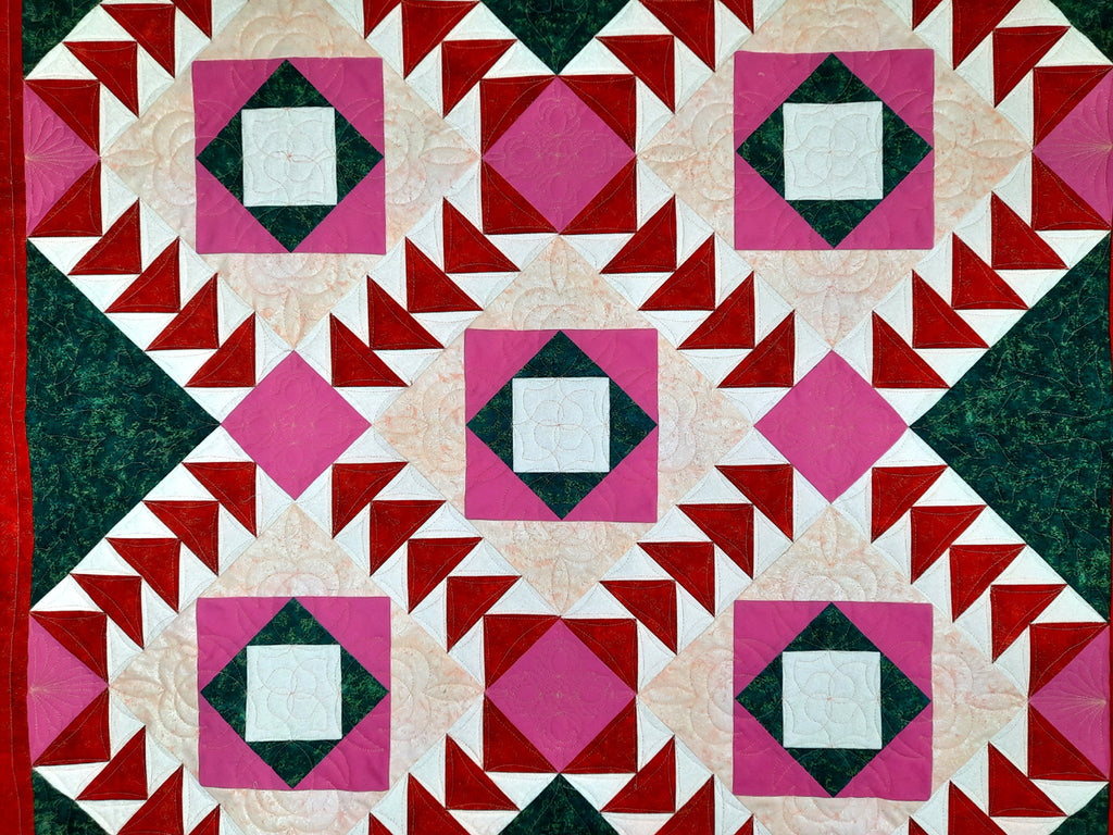 Camellia Pink retro sewing Modern baby lap quilt