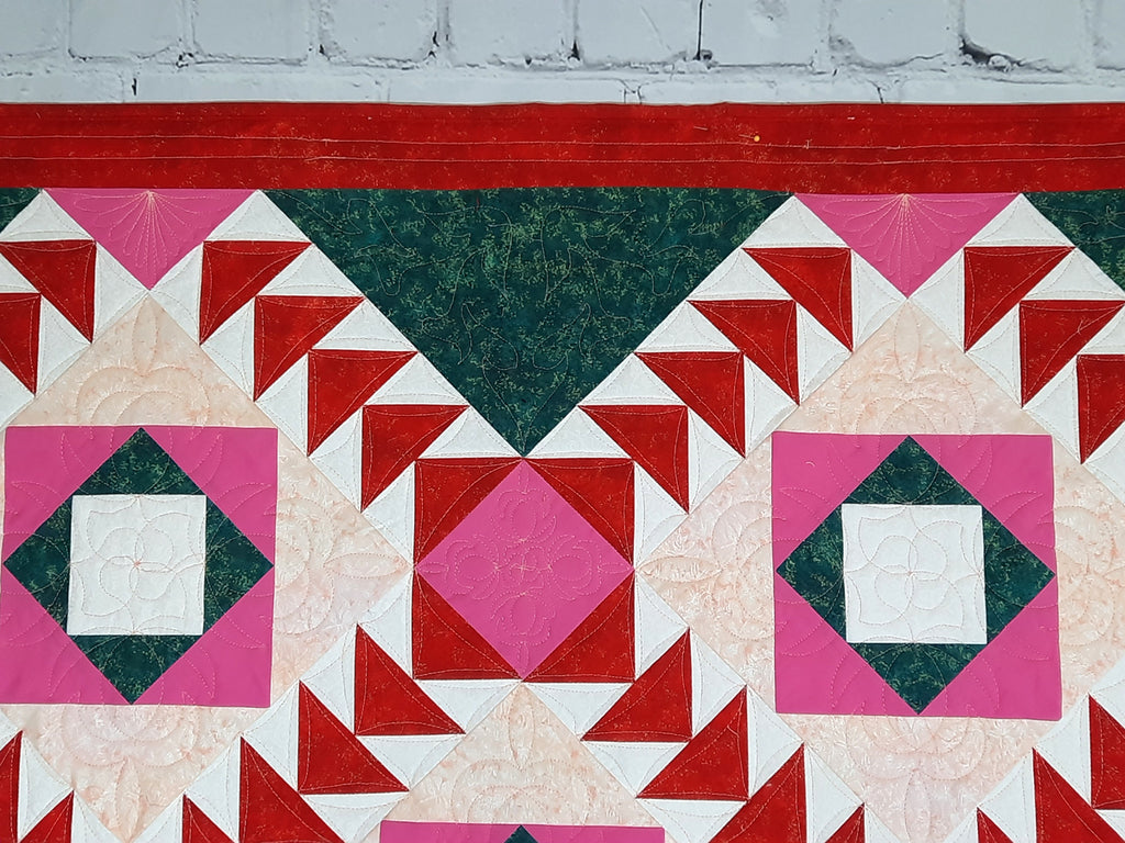 Camellia Pink retro sewing Modern baby lap quilt