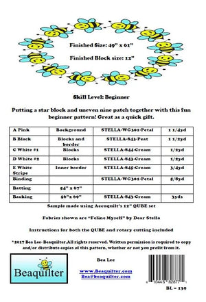 BL139 My Crazy cat Quilt pattern Accuquilt friendly EASY, rotary cutting instructions included.