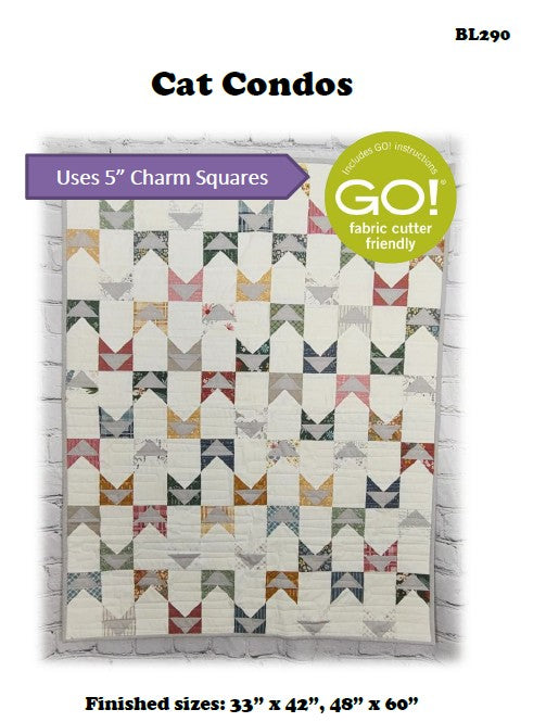 BL290 Cat Condo Quilt pattern 2 sizes Charm Pack Friendly