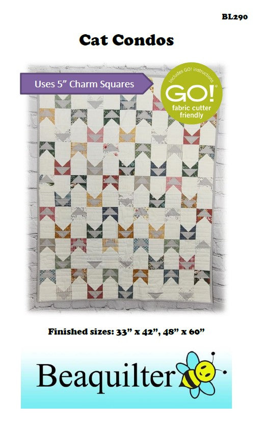 BL290 Cat Condo Quilt pattern 2 sizes Charm Pack Friendly
