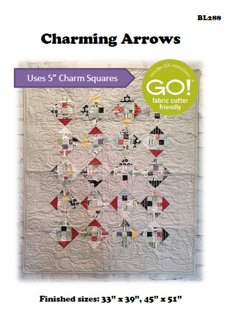 BL288 Charming Arrows Quilt pattern 2 sizes Charm Pack Friendly
