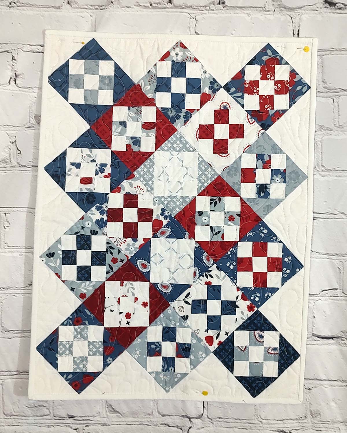 Patriotic Floral Modern wall hanging table topper quilt