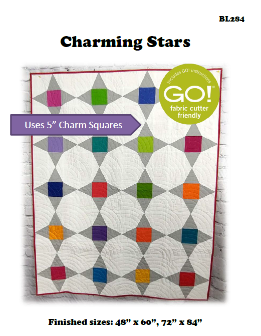 BL284 Charming Stars Quilt pattern 2 sizes Charm Pack and Accuquilt Friendly