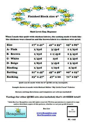 BL245 Chicken Coop Quilt pattern 3 sizes Accuquilt friendly rotary cutting and 18 possible QUBE sizes