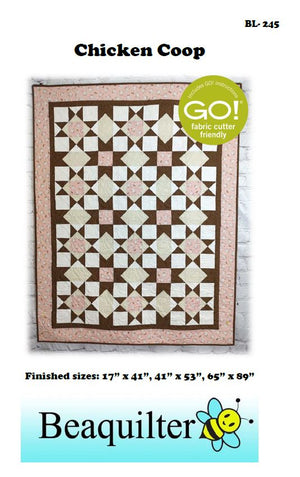 BL245 Chicken Coop Quilt pattern 3 sizes Accuquilt friendly rotary cutting and 18 possible QUBE sizes