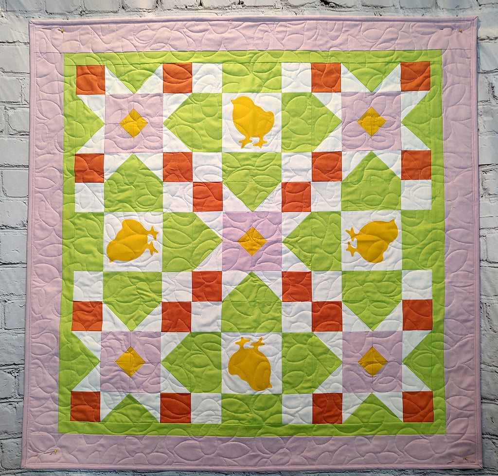Spring Chicks modern baby quilt