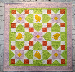 Spring Chicks modern baby quilt