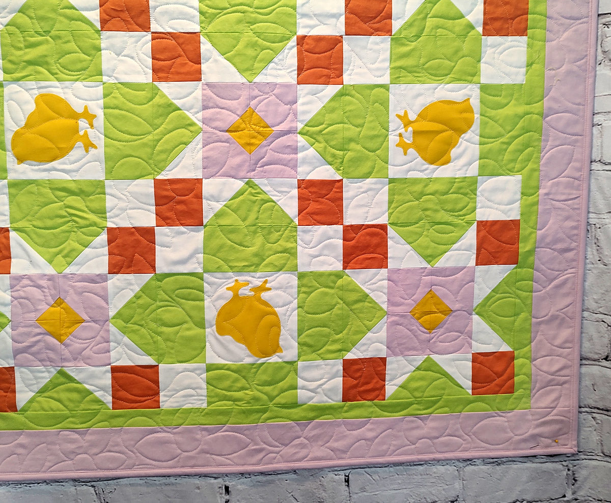 Spring Chicks modern baby quilt