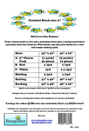 BL272 Contrary Wife Quilt pattern 2 sizes charm pack and Accuquilt friendly