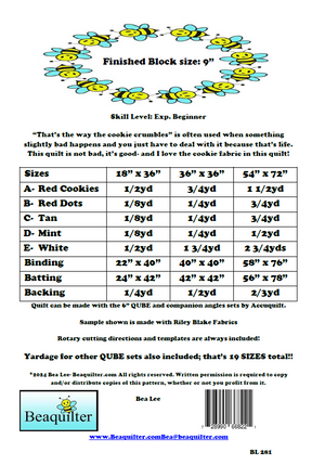 BL281 Cookie Crumbles Quilt pattern 3 sizes Accuquilt Friendly