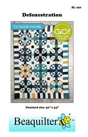 BL220 Defenestration FQ Quilt pattern Accuquilt friendly includes rotary cutting and chart for other qube sets