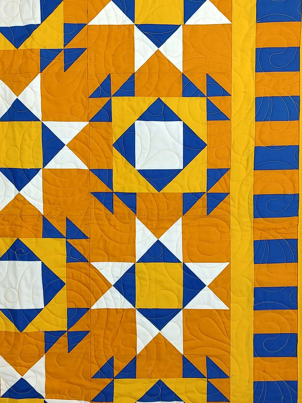 Modern Double Crossed Boy Orange and Blue lap quilt