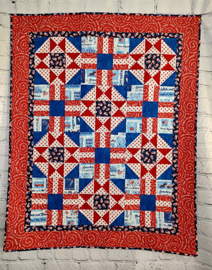 Election Patriotic REd White and Blue baby lap quilt