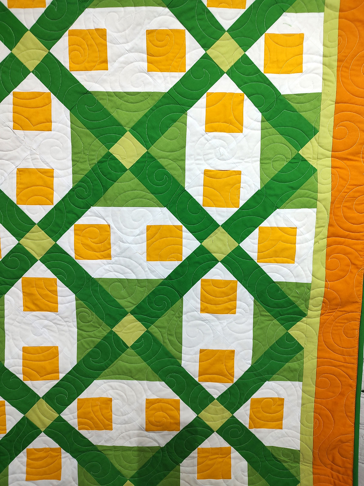 Eve Green Yellow and Orange solid modern Baby Lap quilt