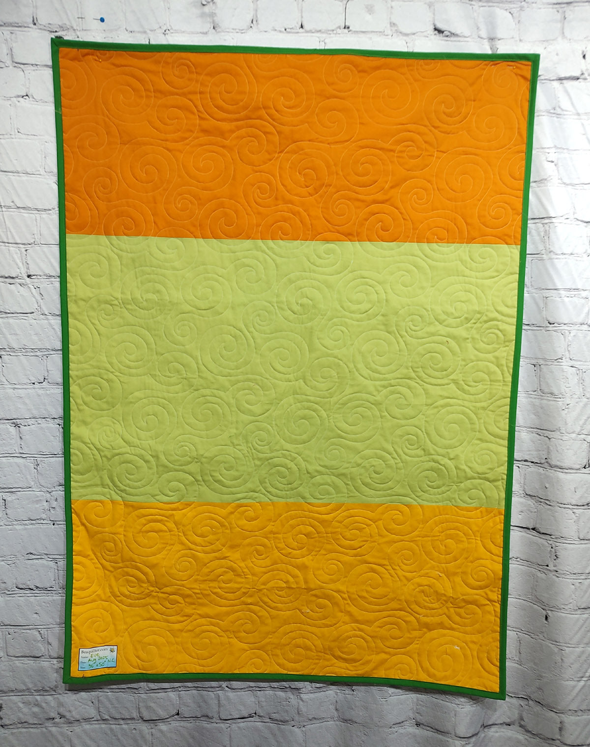 Eve Green Yellow and Orange solid modern Baby Lap quilt
