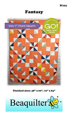 BL254 Fantasy Charm Pack 5" Quilt pattern Accuquilt  friendly rotary cutting include