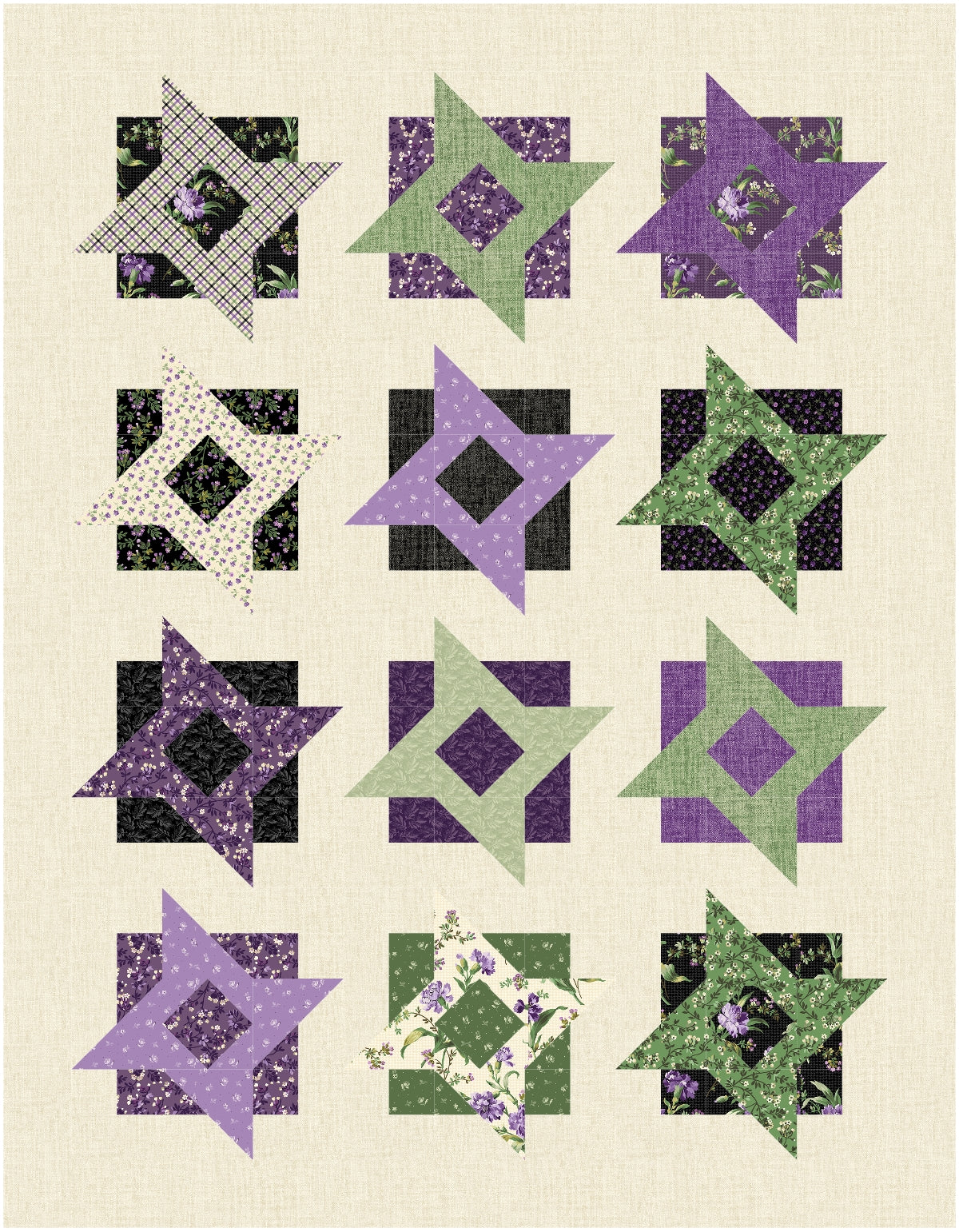 BL216 Fine China 10" squares Layer Cake Quilt pattern Accuquilt friendly templates and rotary cutting instructions always included