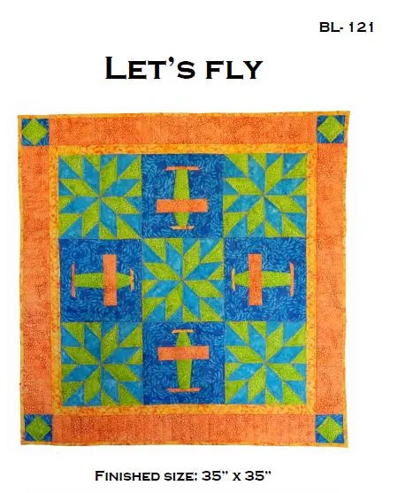 BL121 Let's fly baby boy quilt pattern foundation paper piecing RETIRING