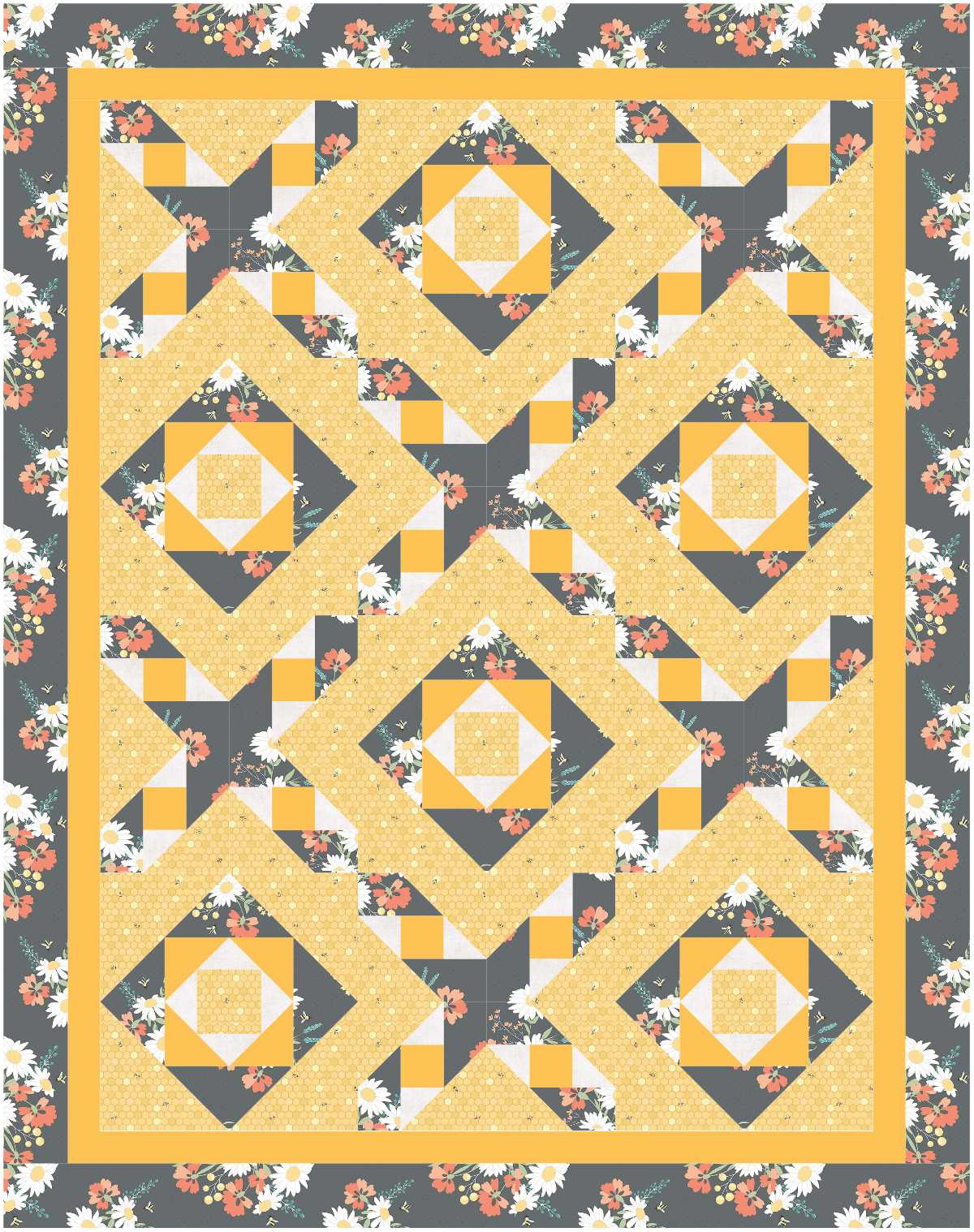 BL282 Garret Quilt pattern Accuquilt Friendly in 3 sizes