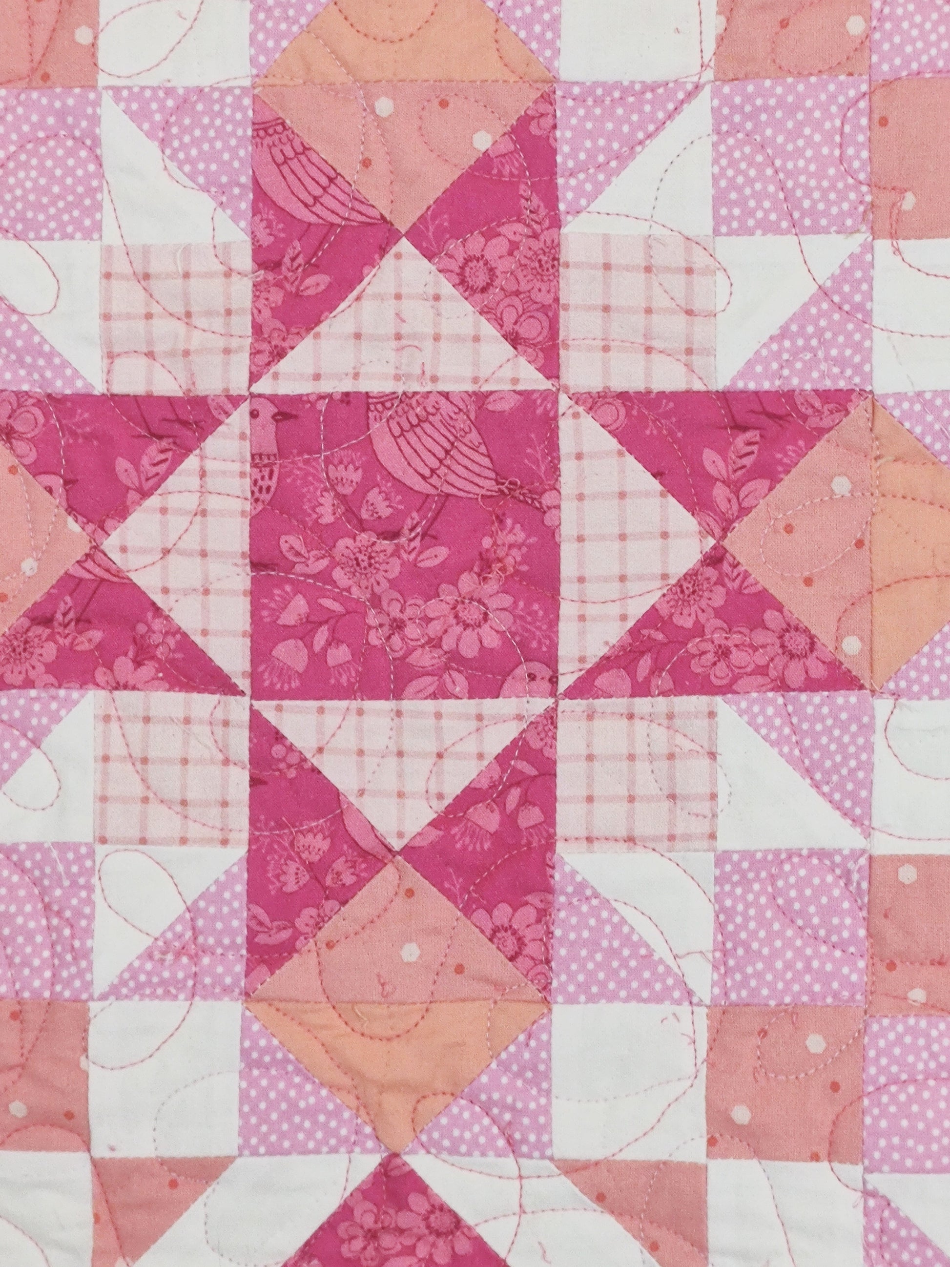 Pink birdie Baby Girl Hug Life Quilt