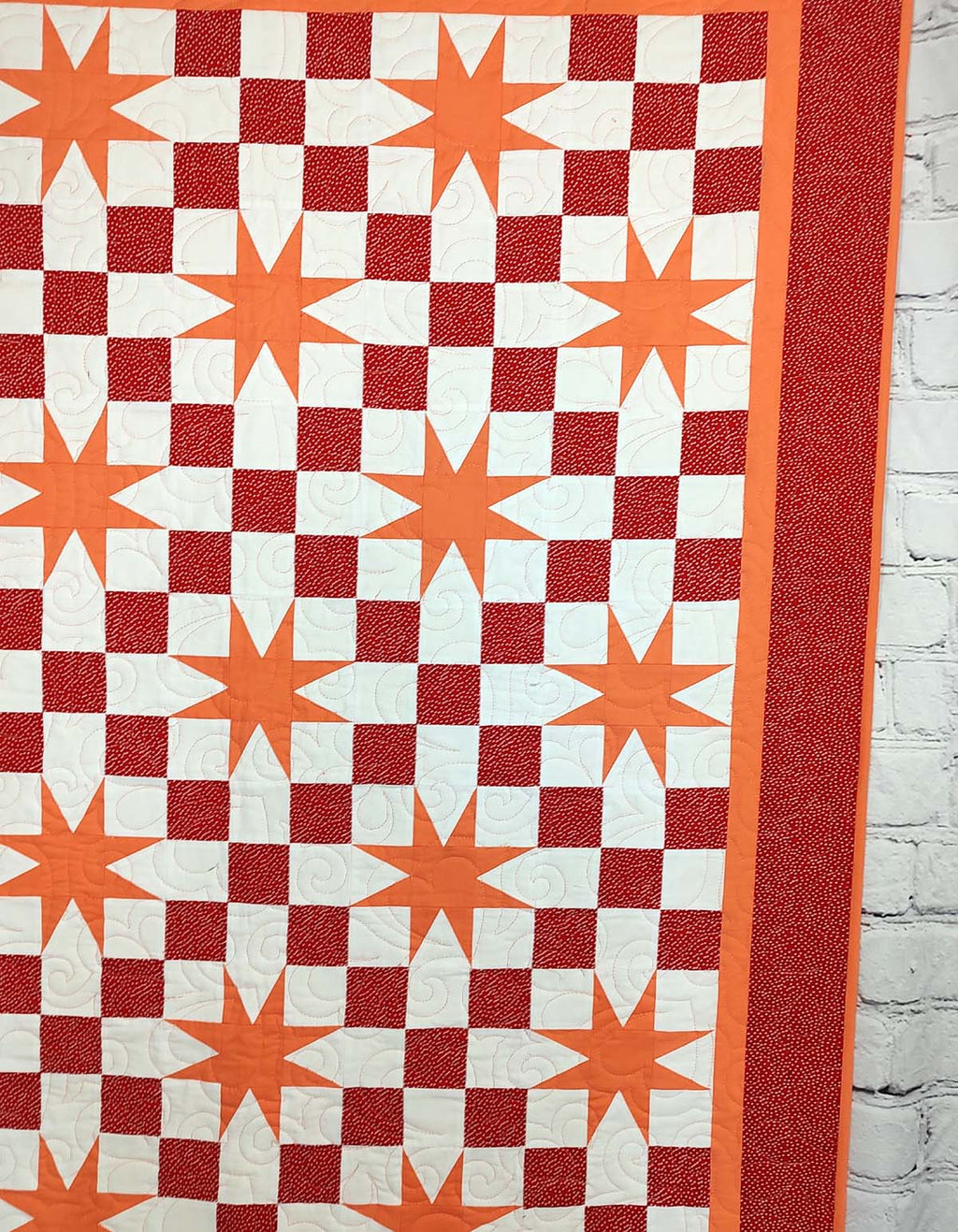 Hugs and Kisses Red and Peach Modern baby lap quilt