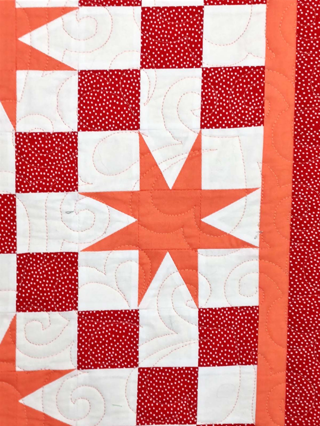 Hugs and Kisses Red and Peach Modern baby lap quilt