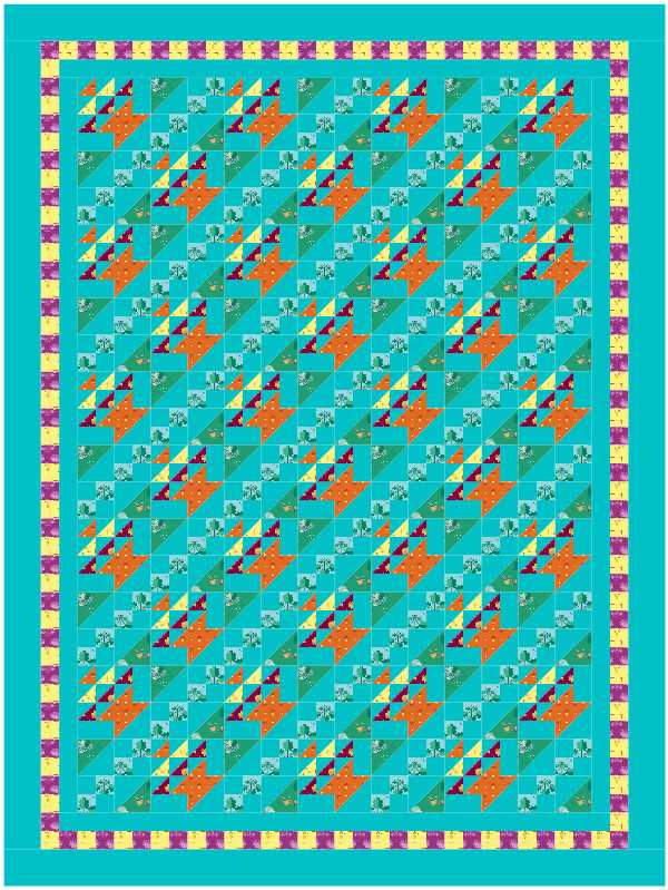 BL263 Hyacinths in baskets Quilt KIT LARGE Norahs Garden