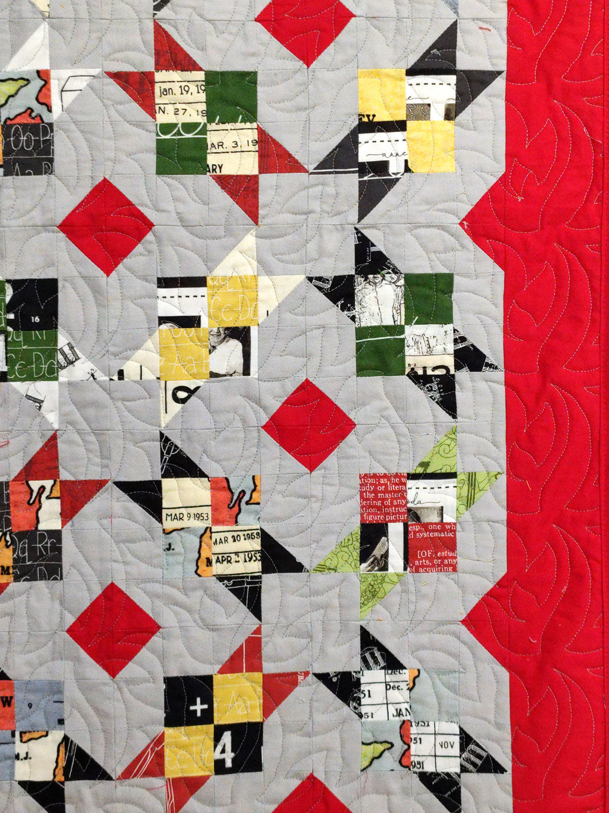 Ladies Dancing Red Grey and funky Lap Wallhanging quilt