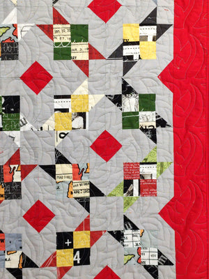 Ladies Dancing Red Grey and funky Lap Wallhanging quilt