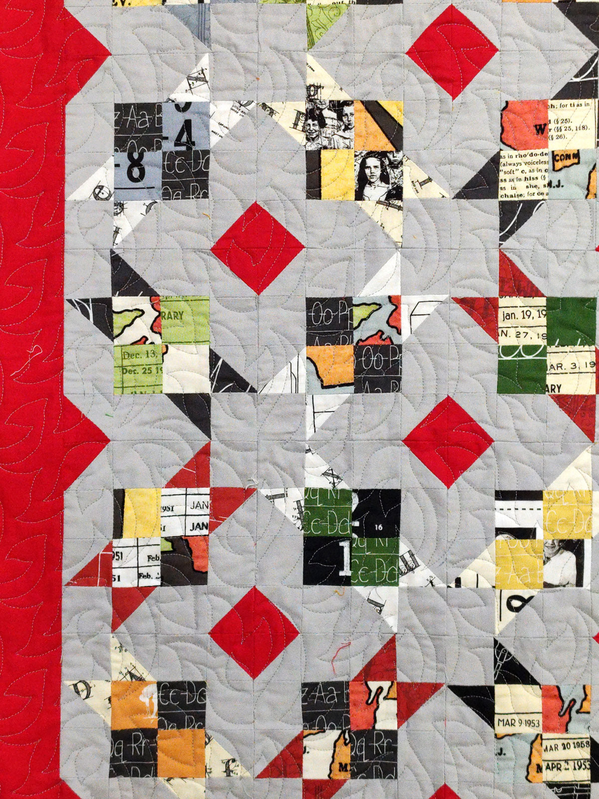 Ladies Dancing Red Grey and funky Lap Wallhanging quilt