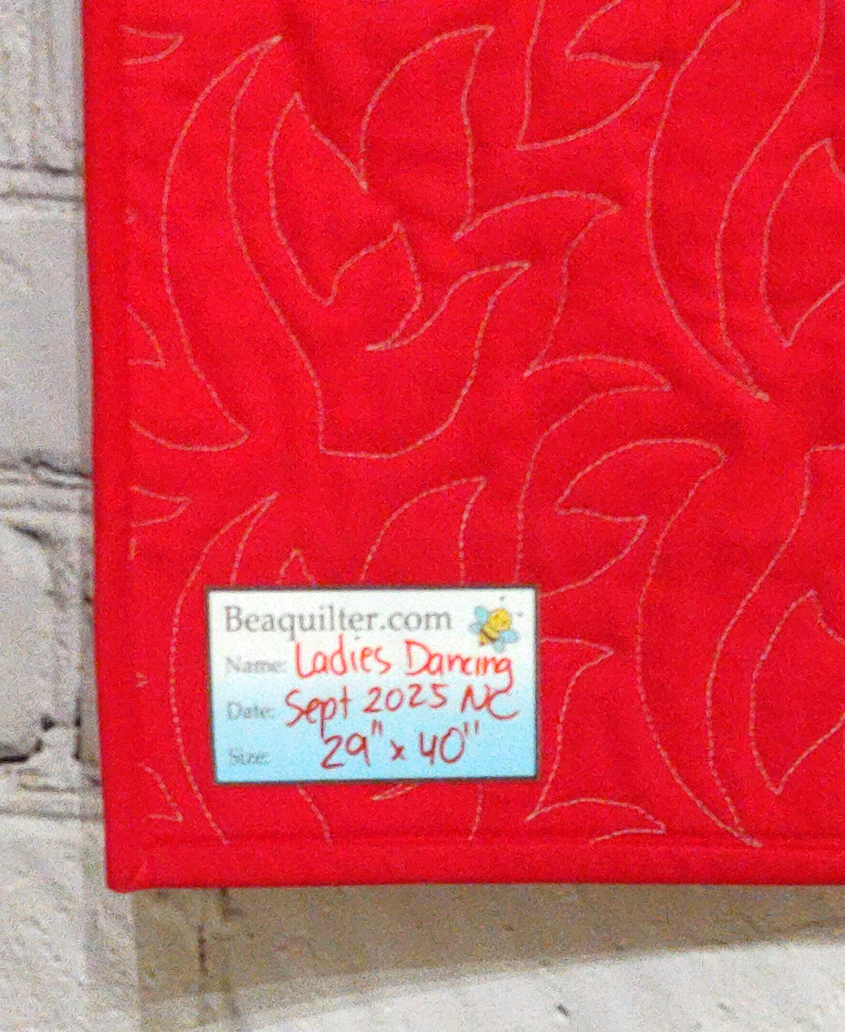 Ladies Dancing Red Grey and funky Lap Wallhanging quilt