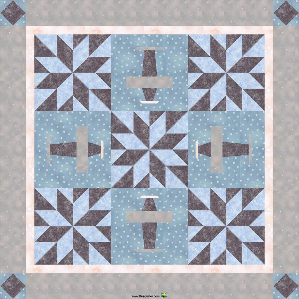 BL121 Let's fly baby boy quilt pattern foundation paper piecing RETIRING