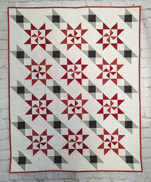 Martha's Stillness Red Grey and White Modern baby lap quilt