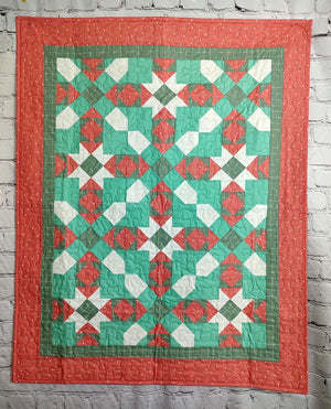 Miami Beach Retro Teal and Pink Modern baby lap quilt