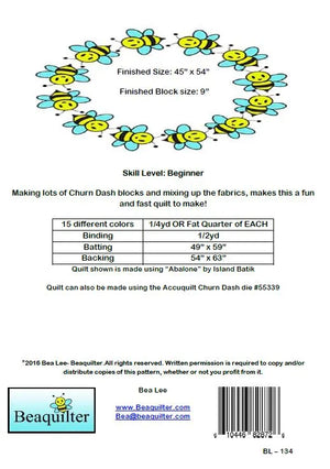 BL134 Mother of Pearl churn dash fat quarter friendly quilt pattern Accuquilt friendly, rotary cutting instructions included