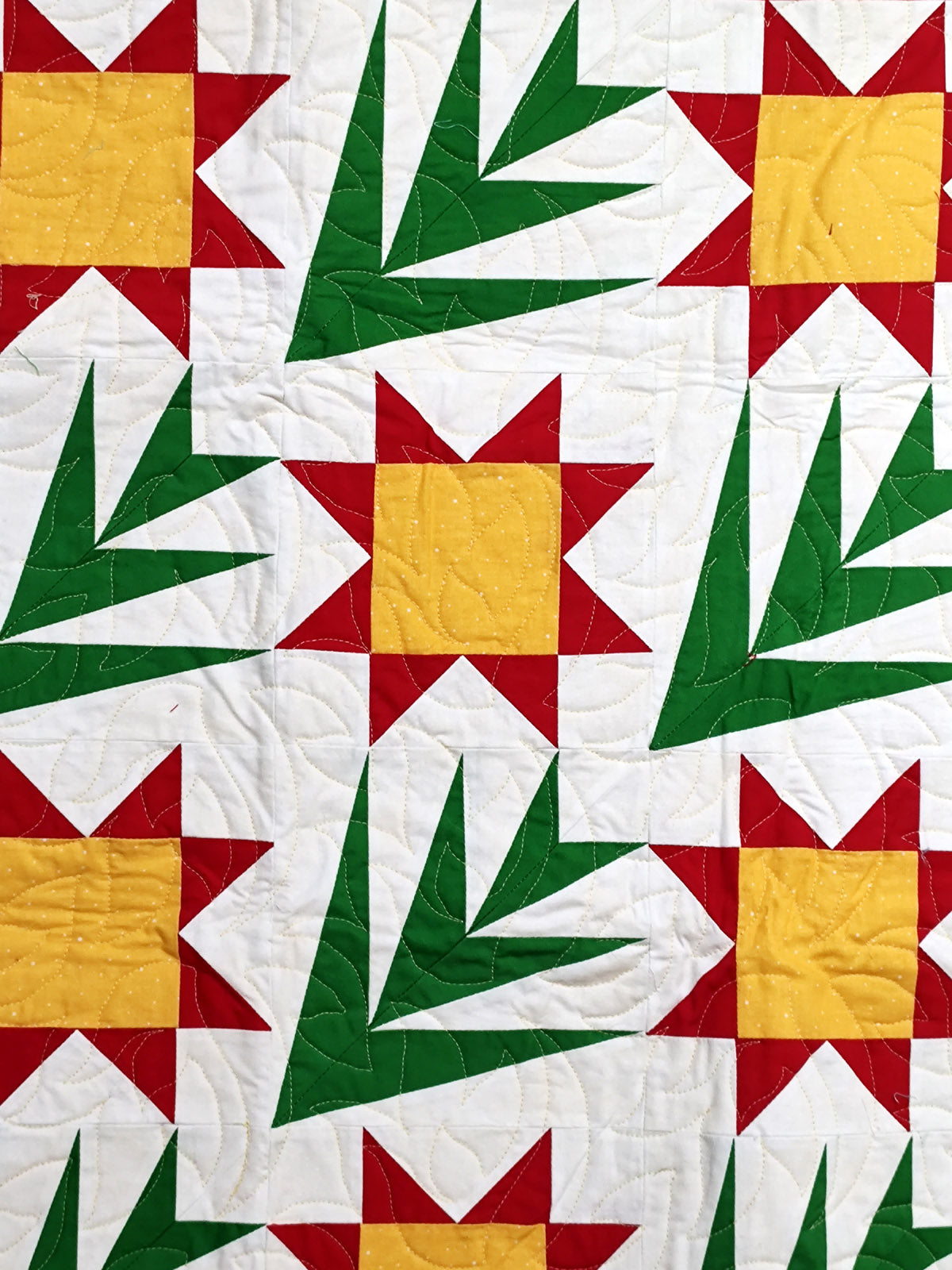 Palm Leaf Red Green Yellow Modern Baby Lap quilt