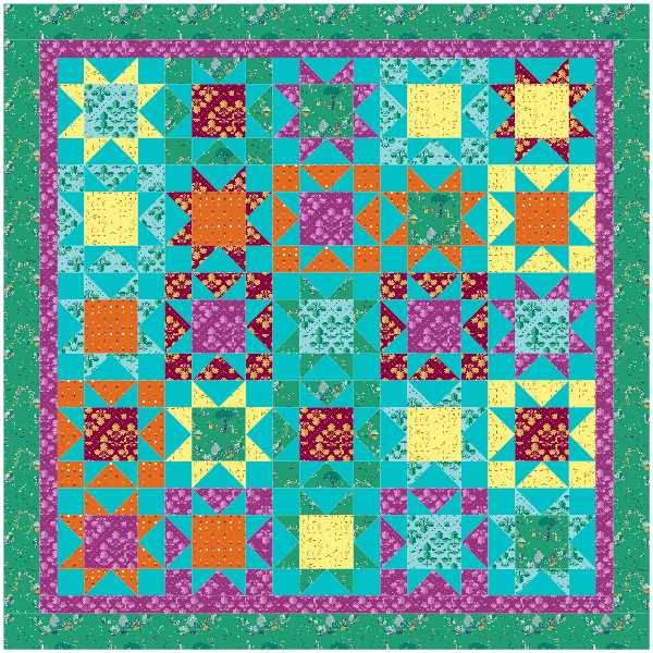 BL124 Patriotic Stars Quilt Kit LARGE Norahs garden