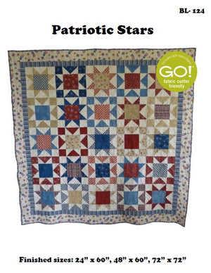 BL124 Patriotic stars quilt pattern Accuquilt and FQ friendly EASY in 3 sizes! rotary cutting instructions included QOV