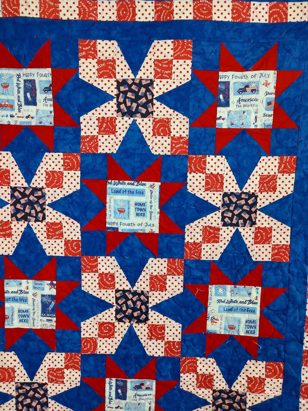 Picnic Patriotic Red white and blue Modern baby lap quilt