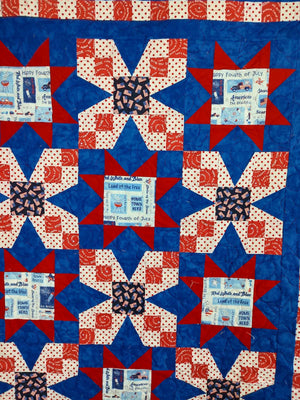 Picnic Patriotic Red white and blue Modern baby lap quilt