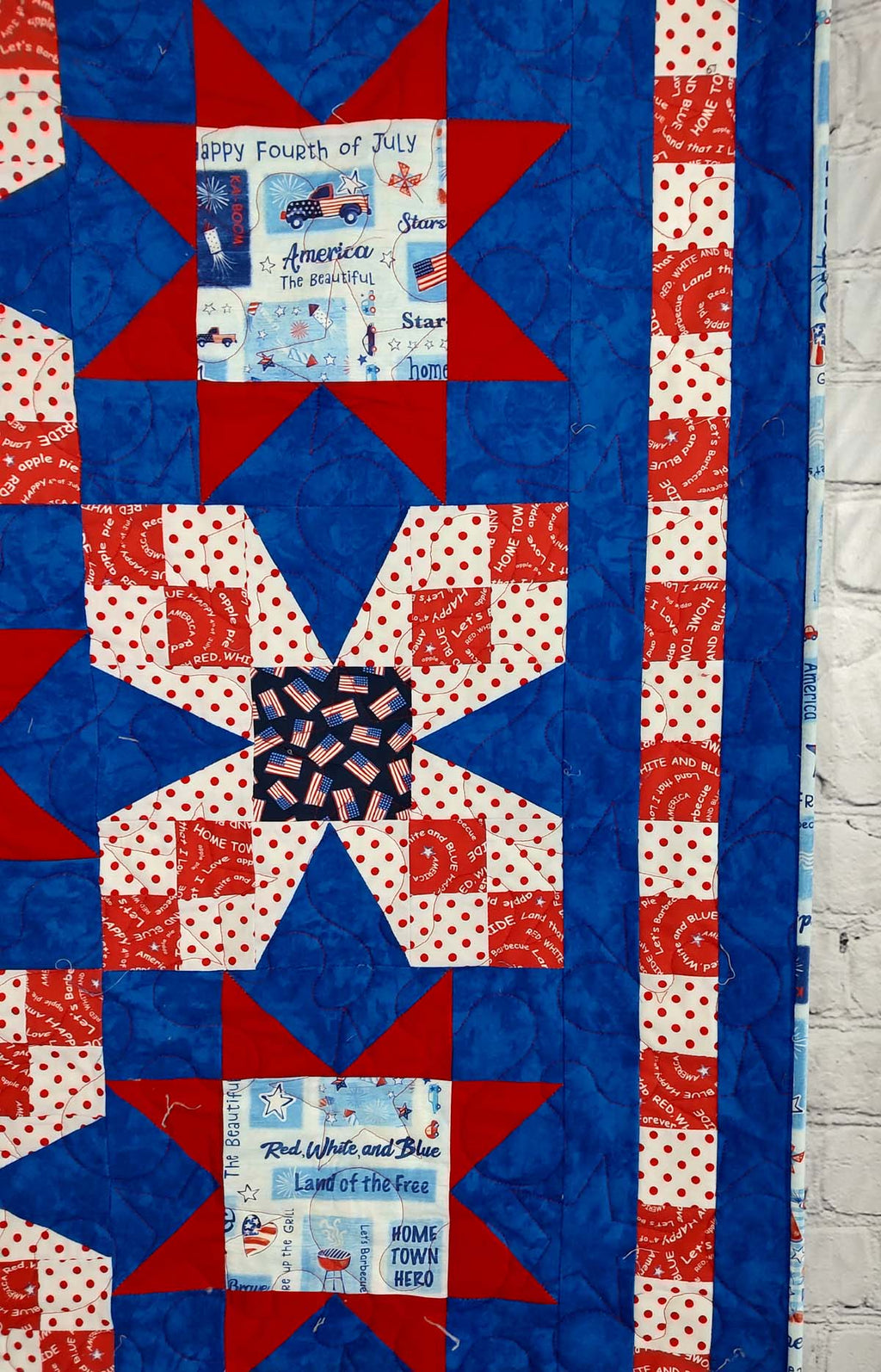 Picnic Patriotic Red white and blue Modern baby lap quilt