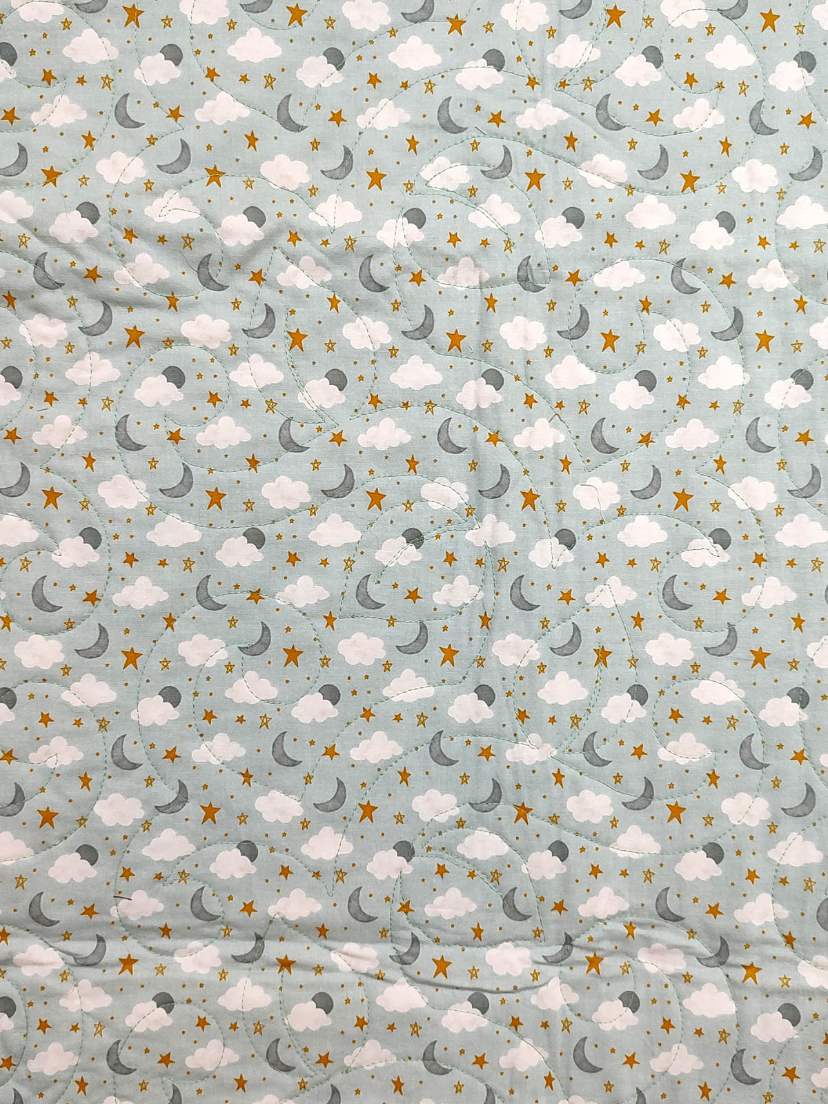 Star Cross Jungle pastel baby quilt Teal and Yellow
