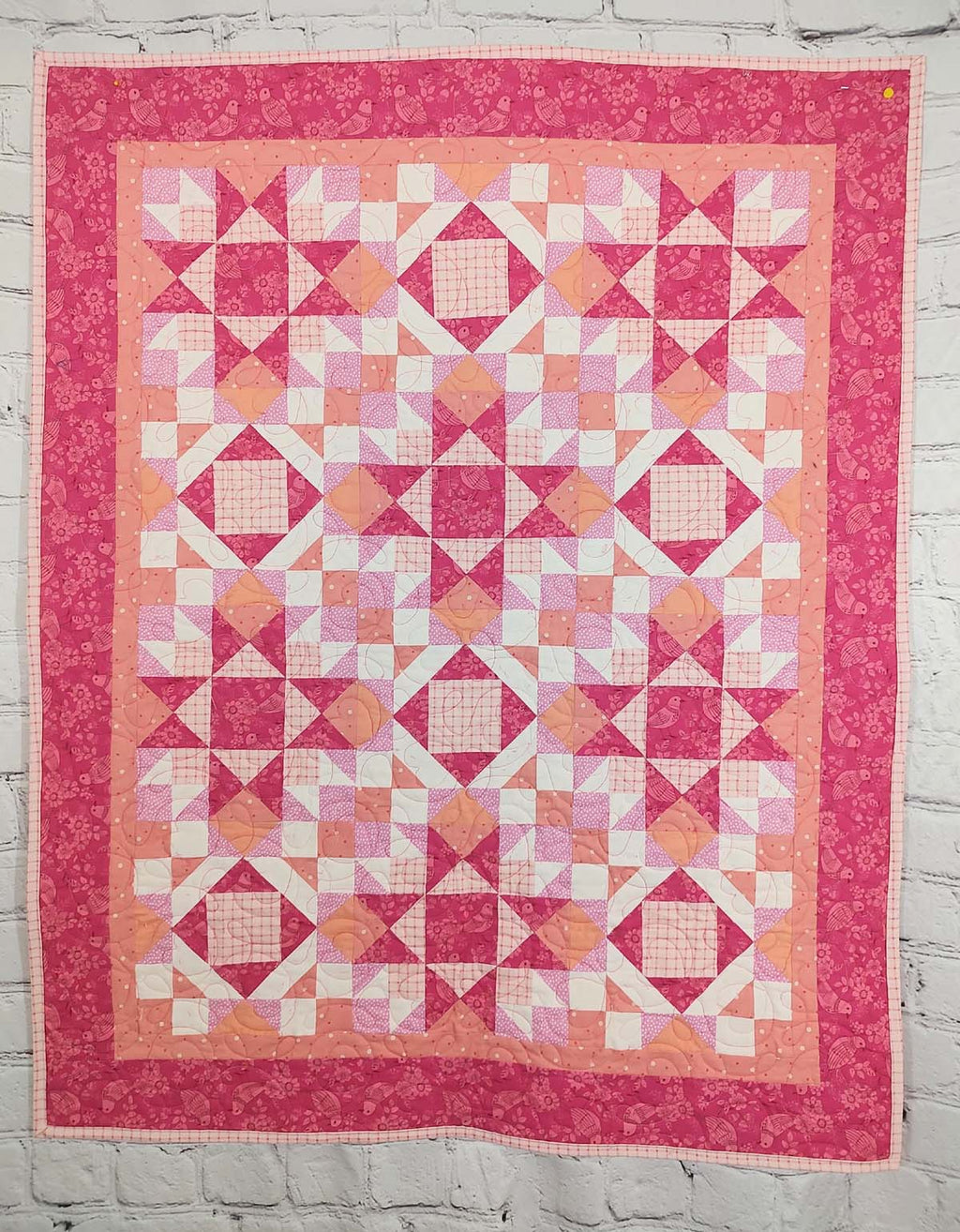 Pink birdie Baby Girl Hug Life Quilt