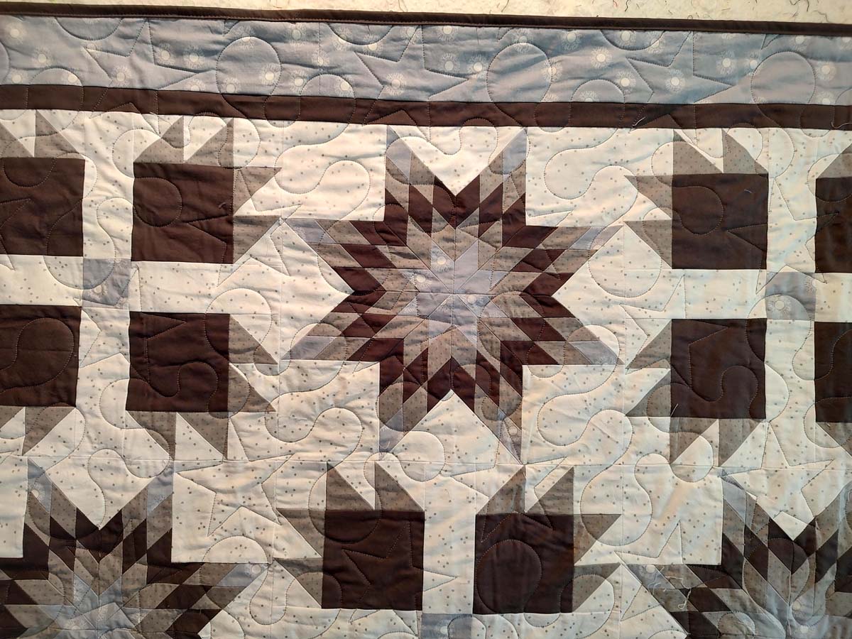 Grey and White Prairie Star Modern wall hanging lap quilt