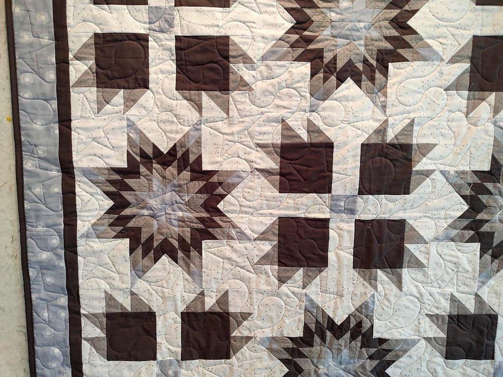 Grey and White Prairie Star Modern wall hanging lap quilt