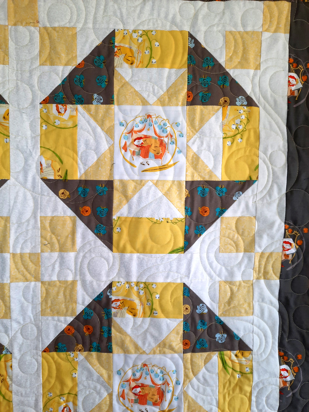 Grey and Yellow Sleeping Princess lap quilt