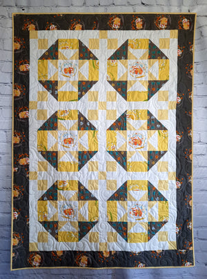 Grey and Yellow Sleeping Princess lap quilt