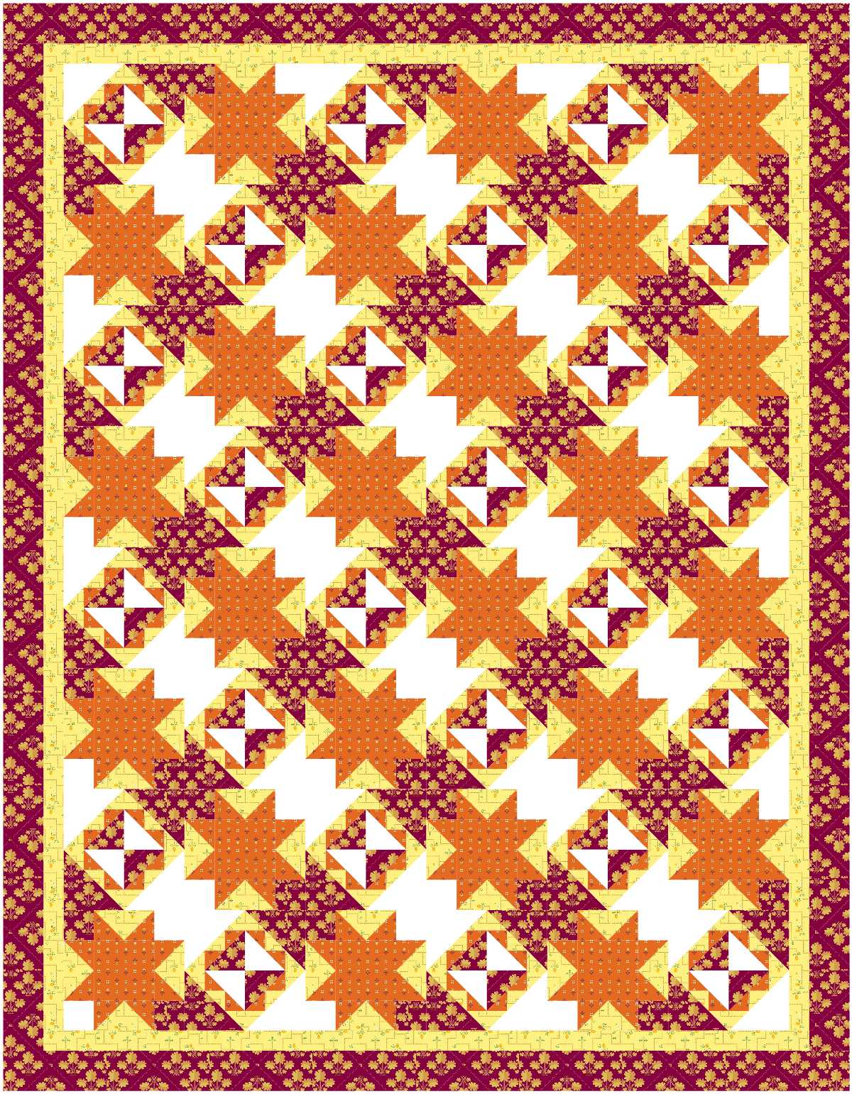 BL231 Pumpkin Vines Quilt Kit LARGE Norahs Garden